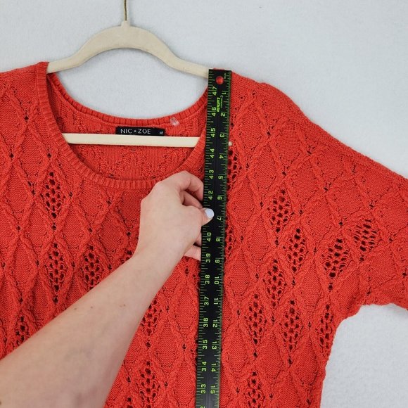 Nic+Zoe Sweater Womens Extra Large Orange Open Knit Pullover Dolman Casual - Picture 7 of 13